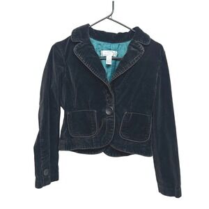 Weather‎ Vane Velvet Blazer S Cropped Black 90s Whimsigoth Quiet Luxury Chic